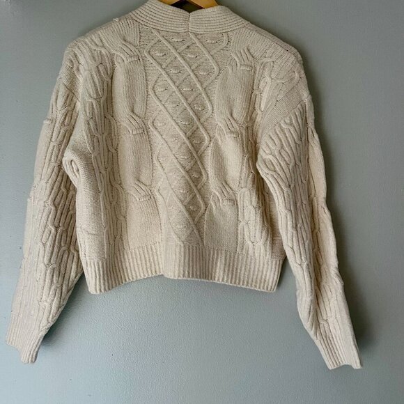 NEW Pink Rose Beige Cable Knit Cardigan Sweater XS - Picture 4 of 4